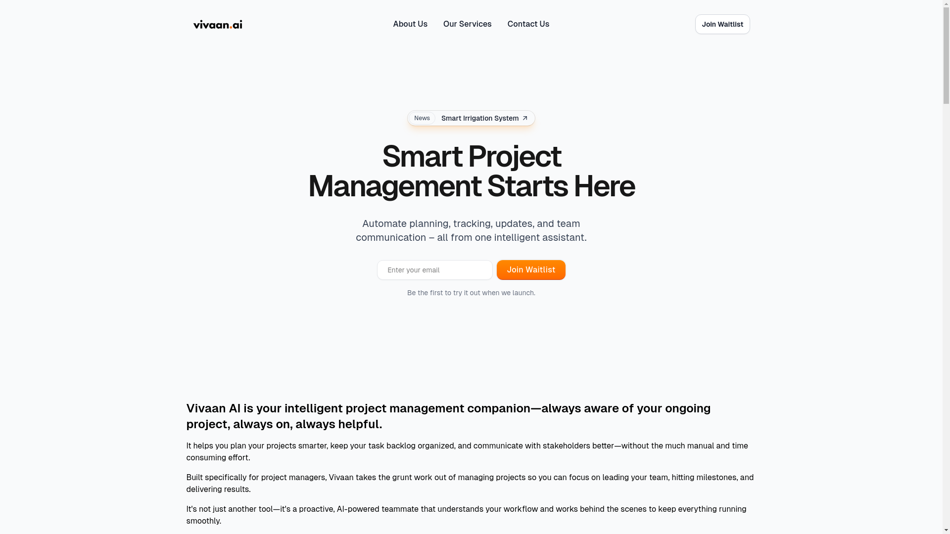 website screenshot of https://vivaan-landing.pages.dev/