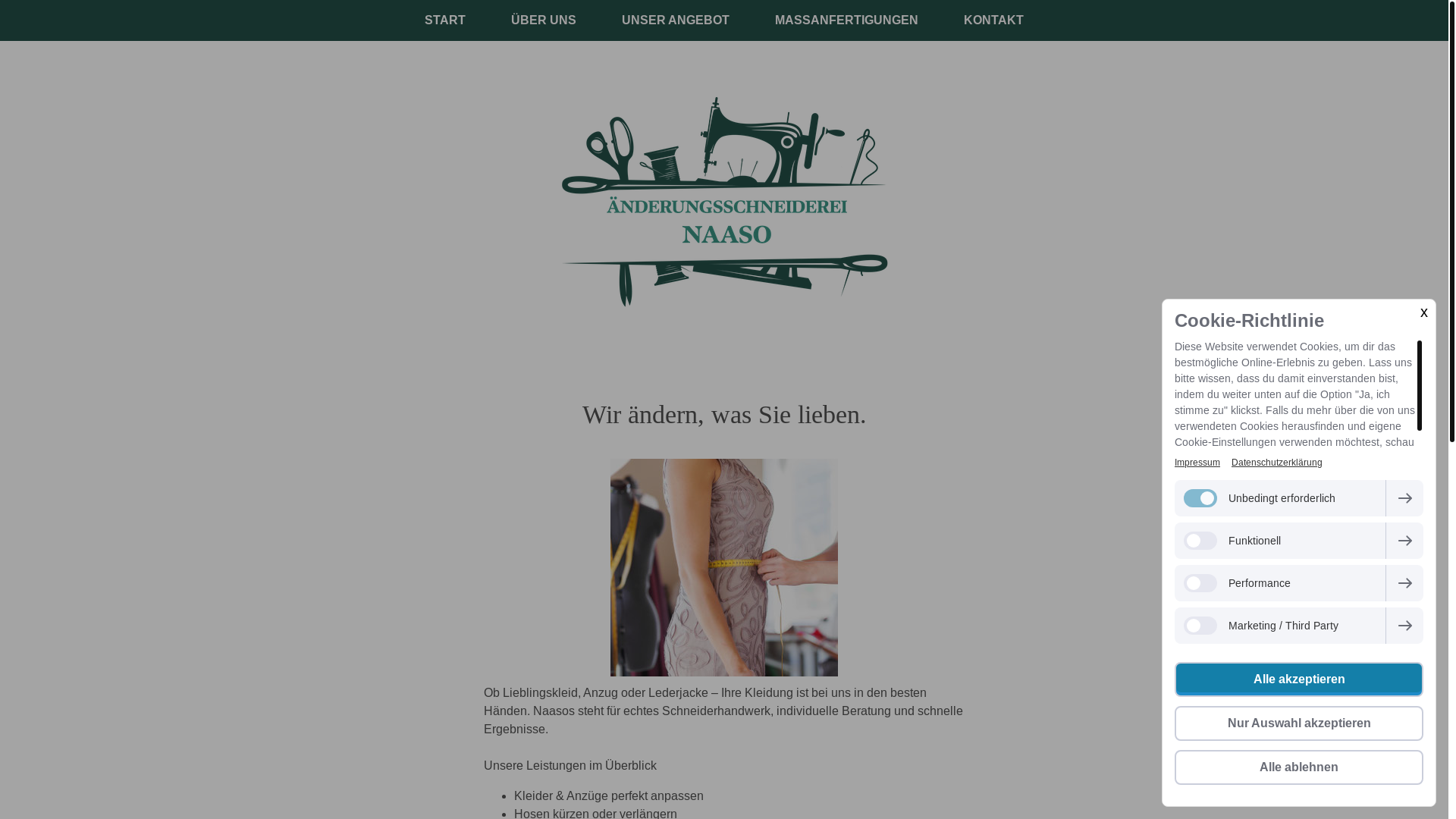 website screenshot of https://naaso-schneiderei.de/