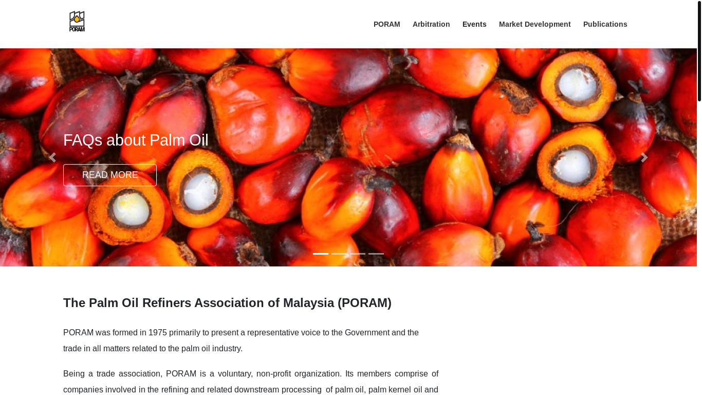 website screenshot of https://poram.org.my/