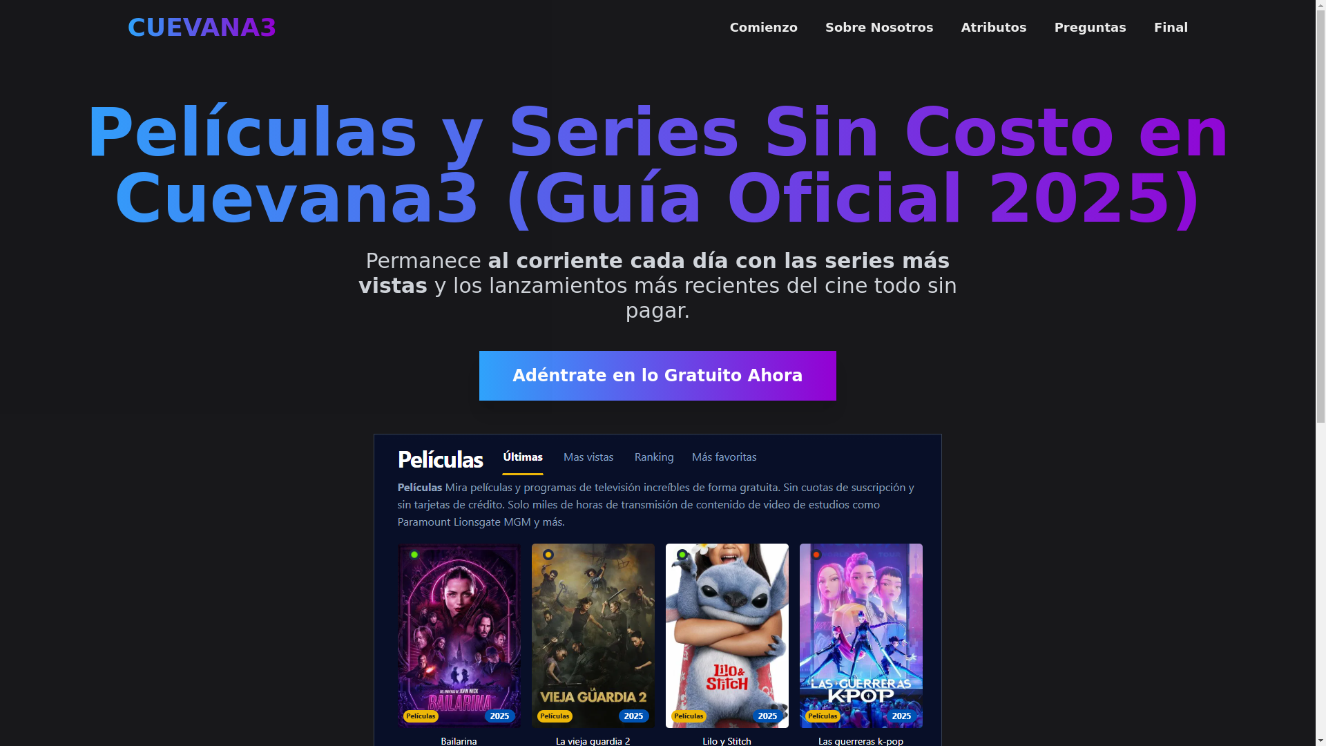website screenshot of https://cuevana3-3a5u.pages.dev/