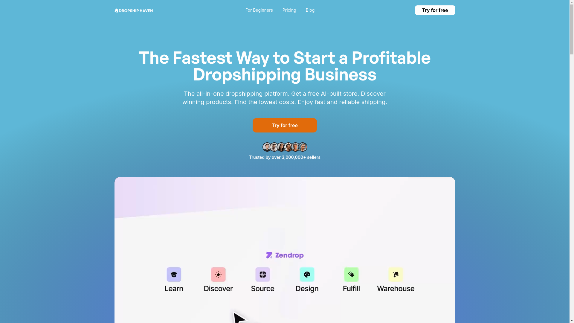 website screenshot of https://dropshiphaven.xyz/