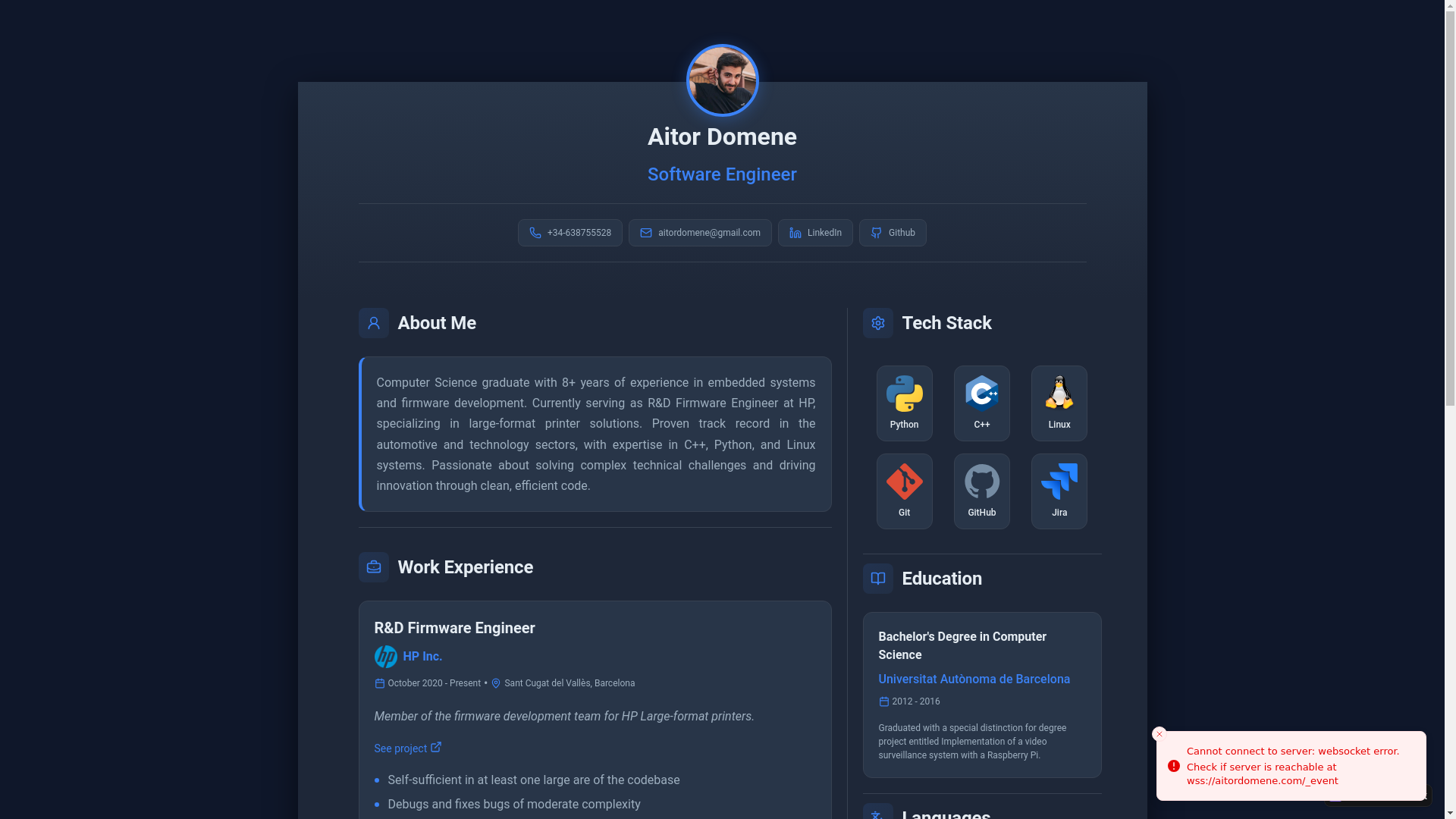 website screenshot of https://aitordomene.com/