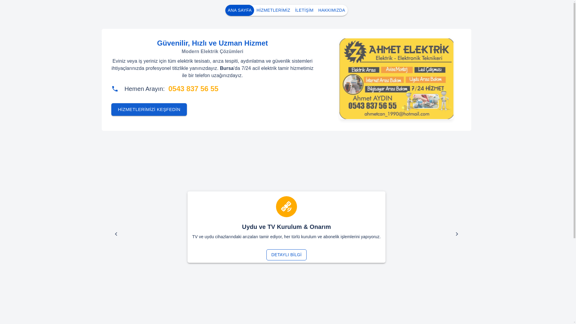 website screenshot of https://ahmet-elektrik.pages.dev/