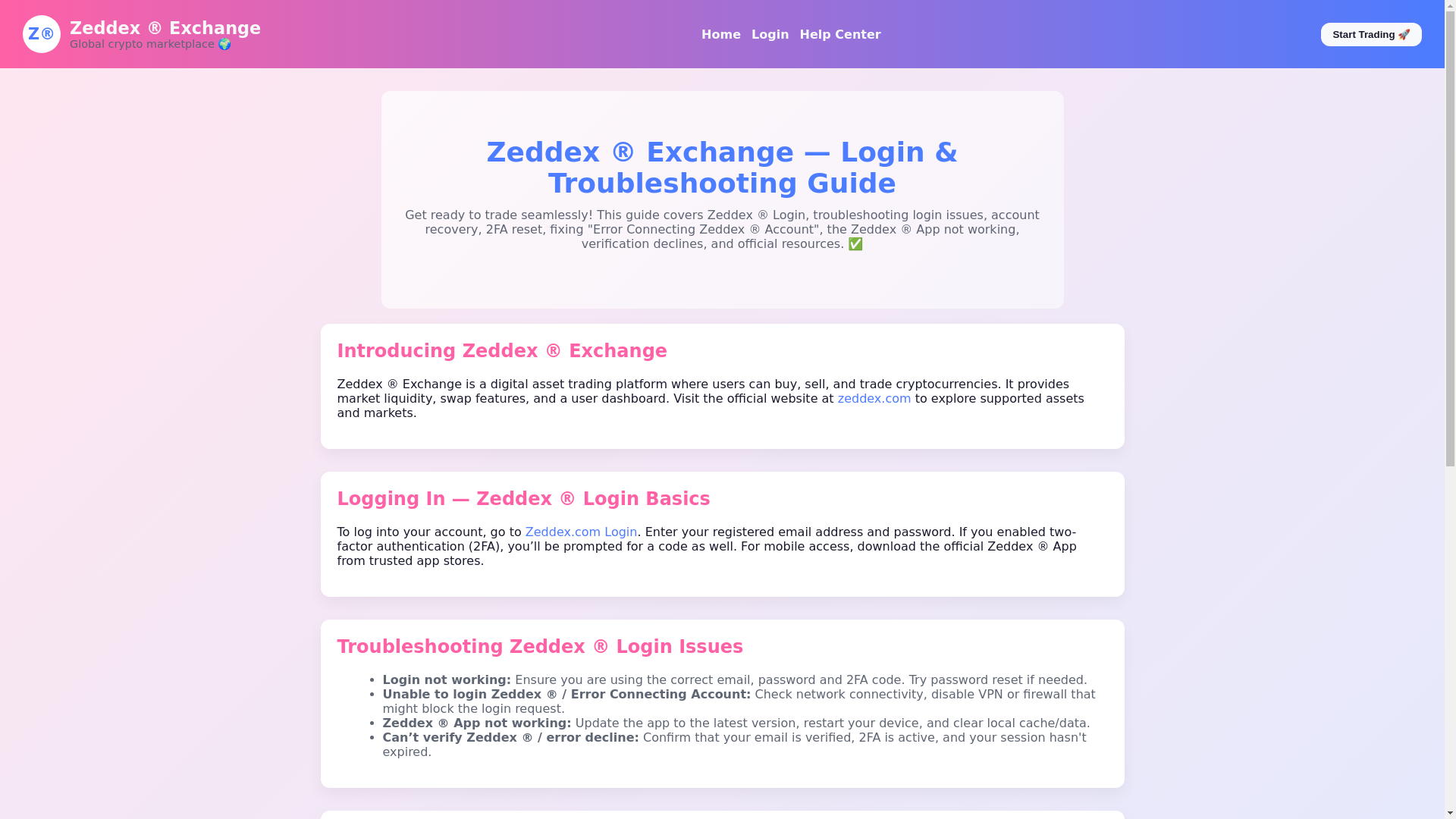 website screenshot of https://zeddeex--exchange.pages.dev/