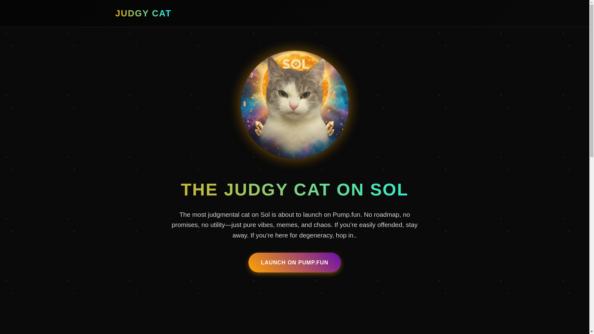 website screenshot of https://judgycatsonsol.xyz/