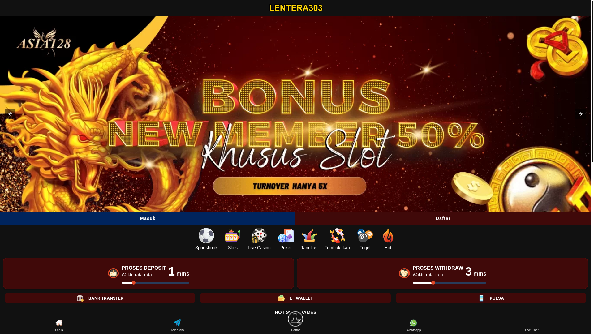 website screenshot of https://lentera303.net/