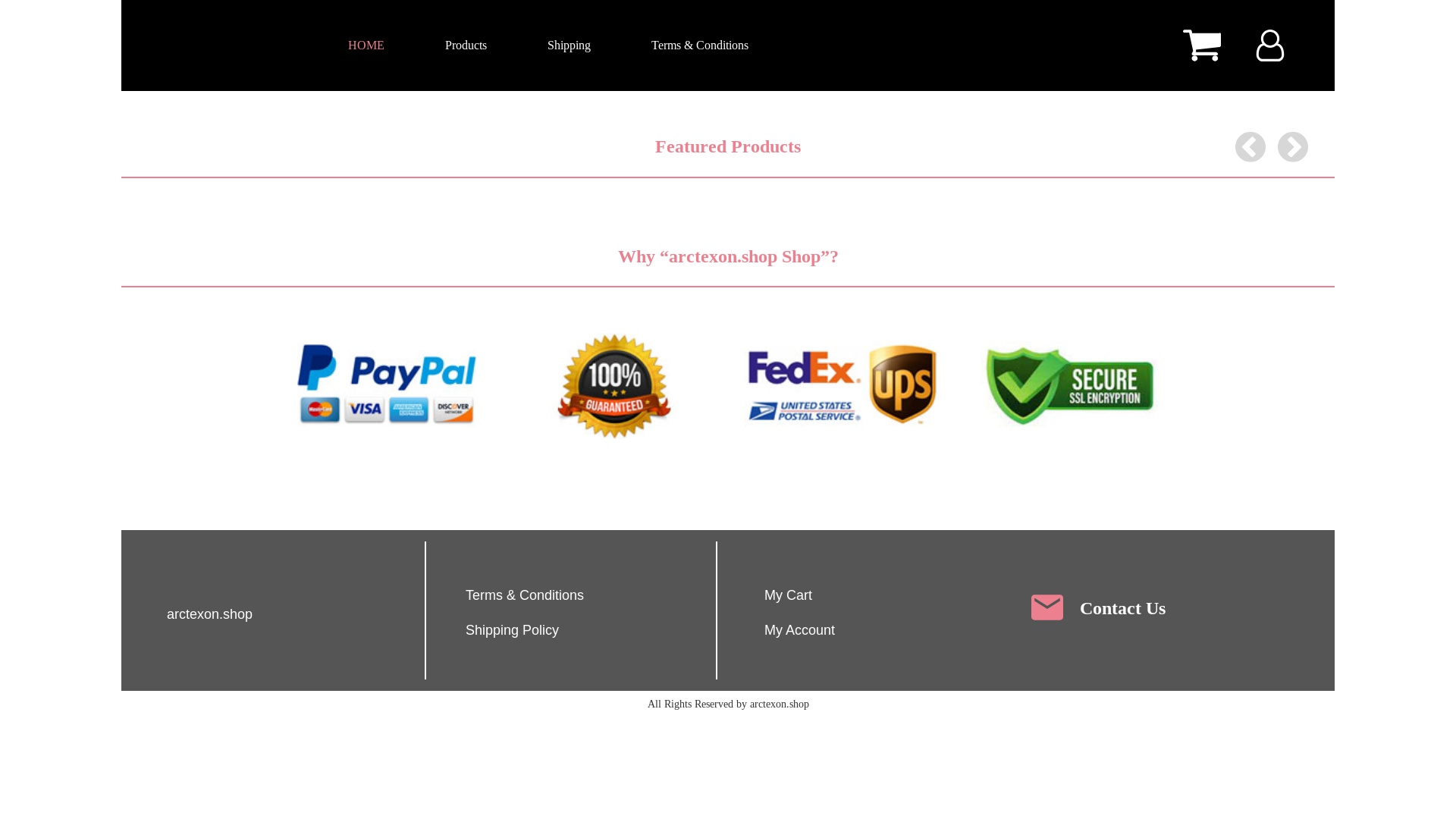 website screenshot of https://arctexon.shop/