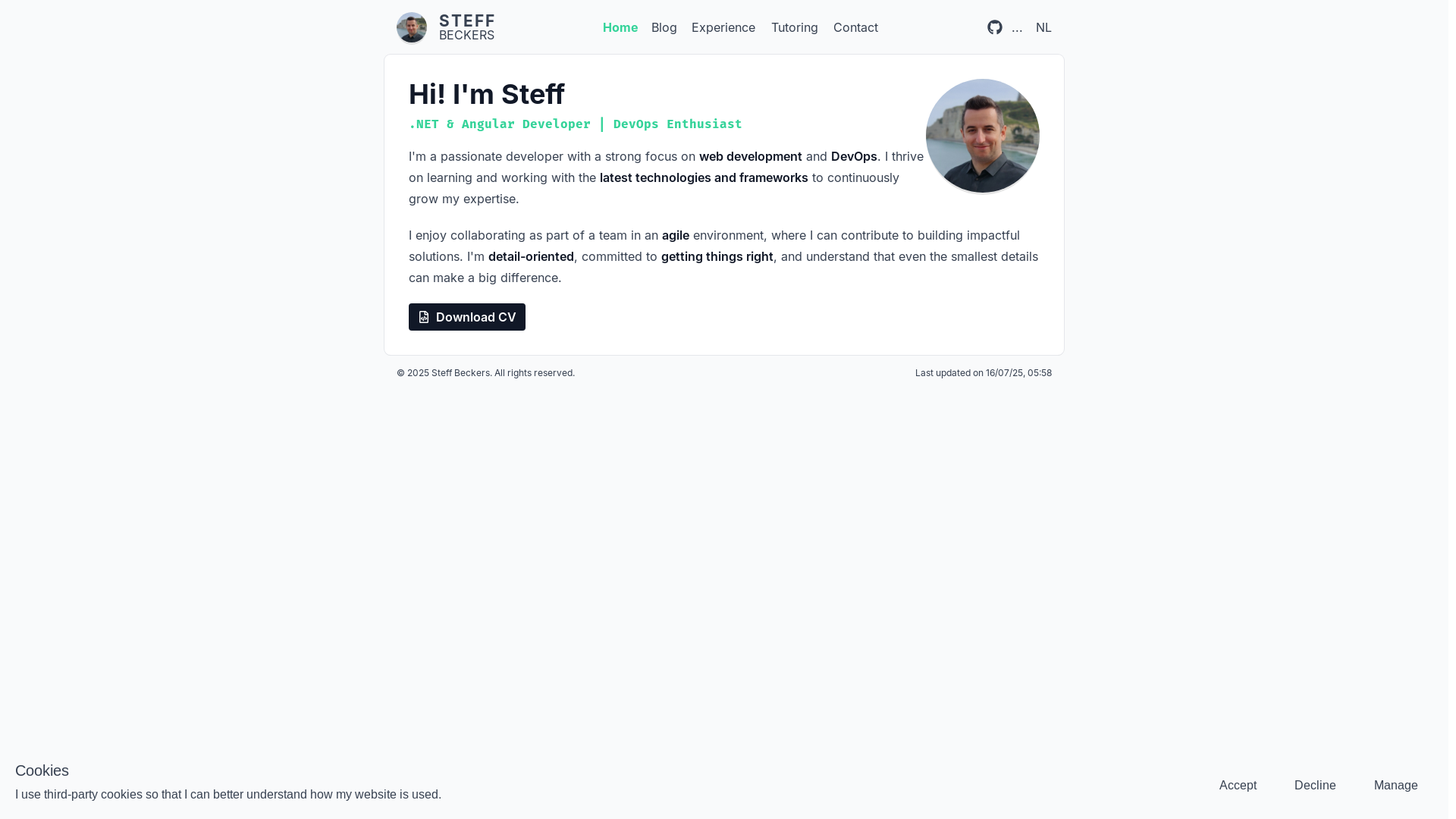 website screenshot of https://steffbeckers.be/