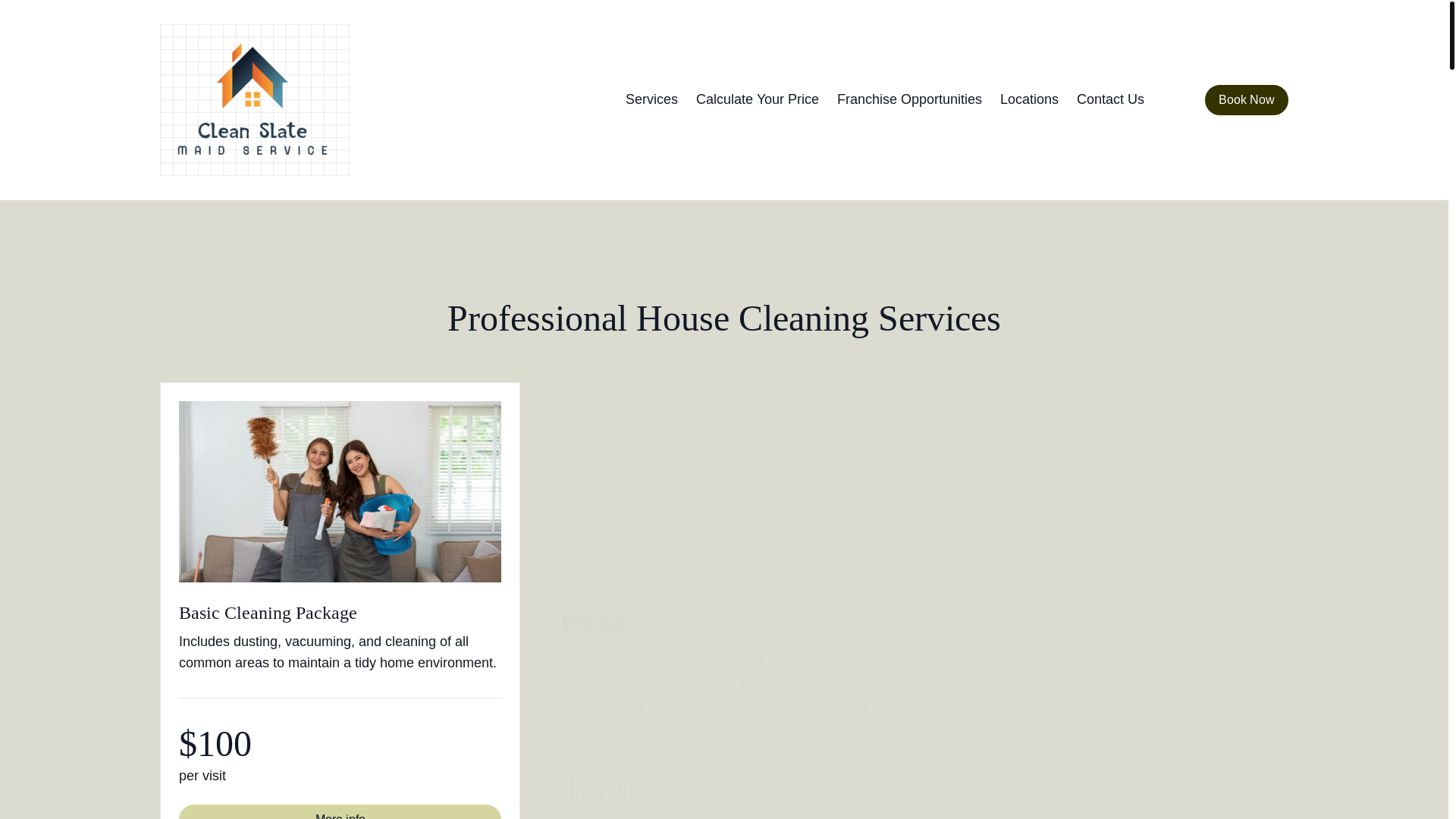 website screenshot of https://cleanslatemaid.com/