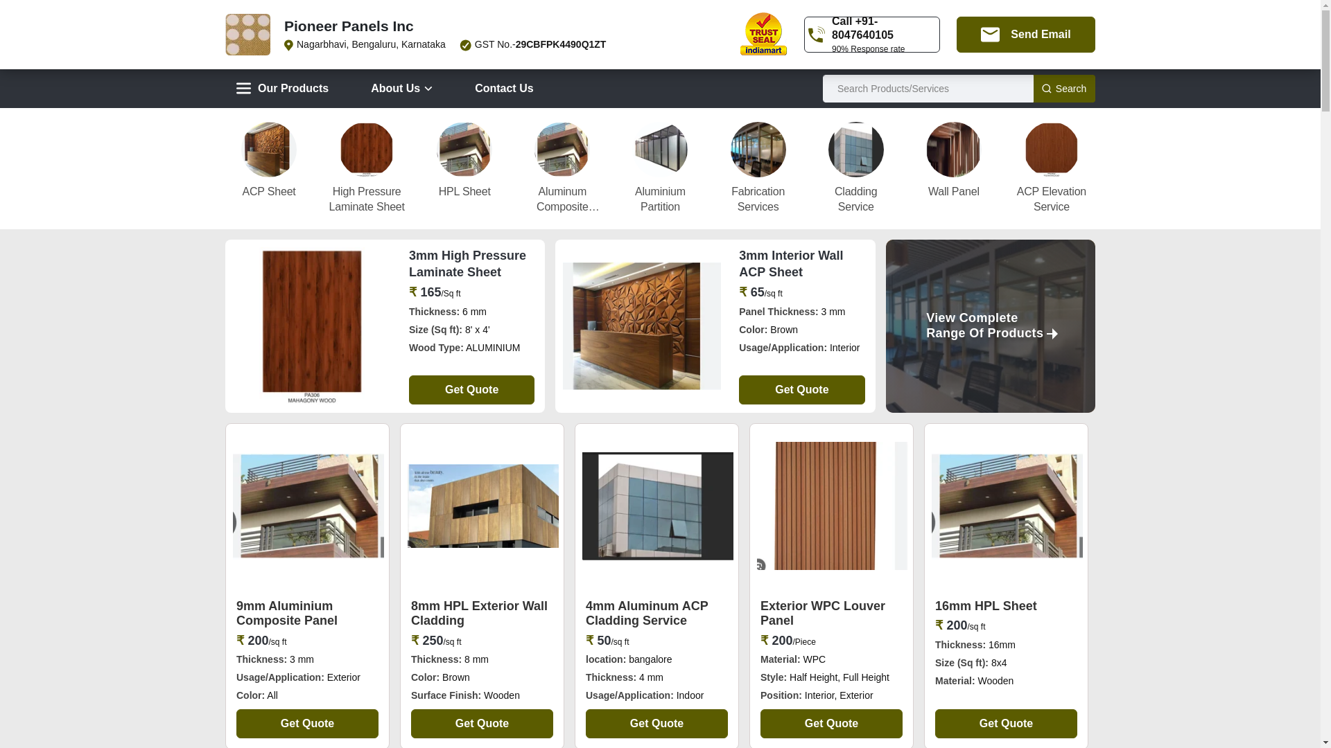 website screenshot of https://pioneerpanels.co.in/