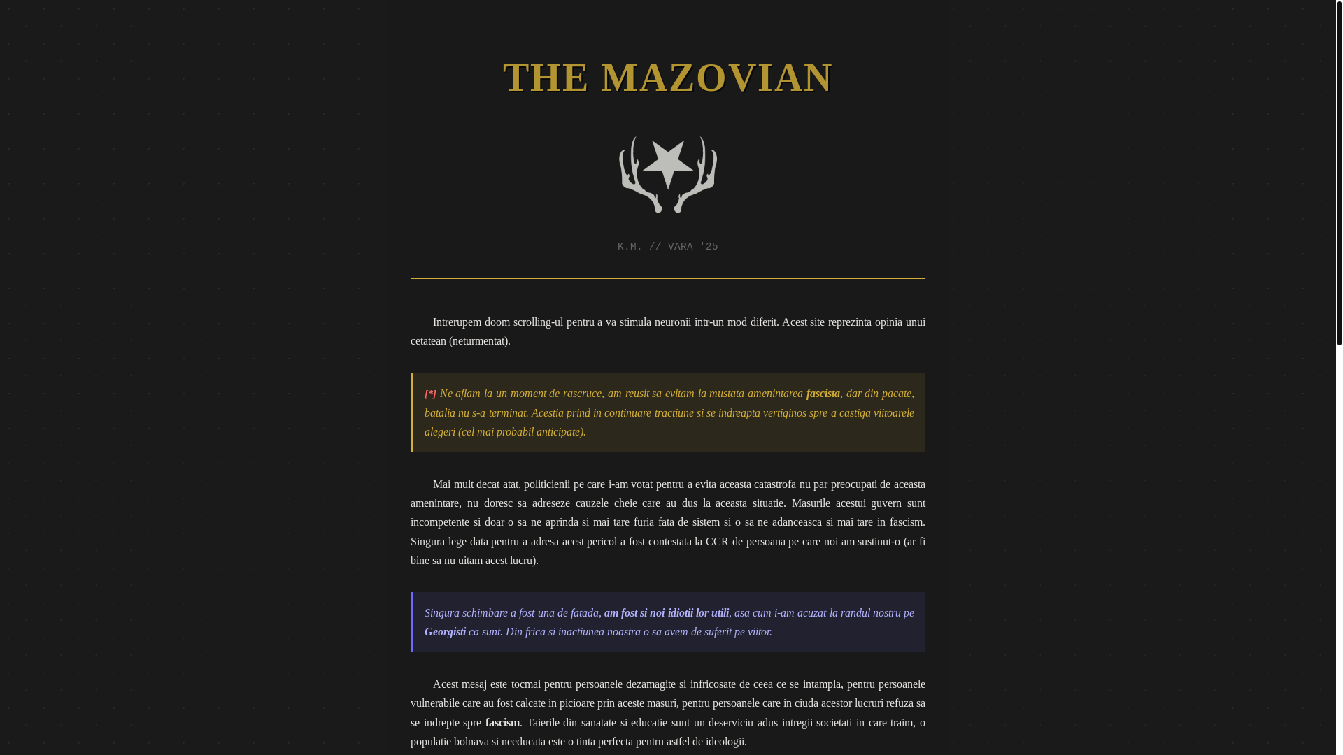 website screenshot of https://mazovian.xyz/