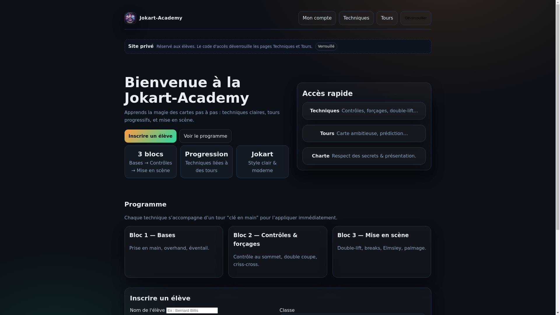 website screenshot of https://the-jokart-academy.pages.dev/