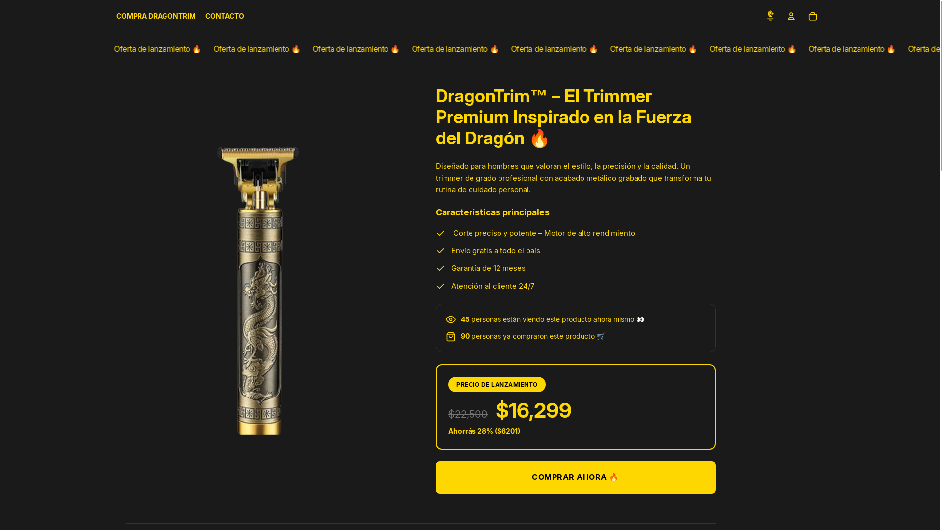 website screenshot of https://dragontrim.shop/