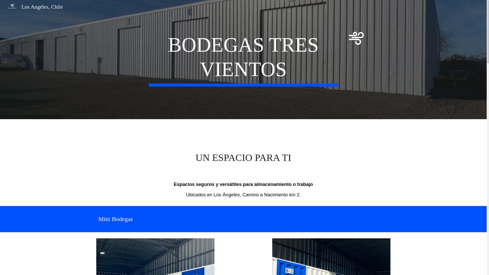 website screenshot of https://tresvientosbodegas.cl/