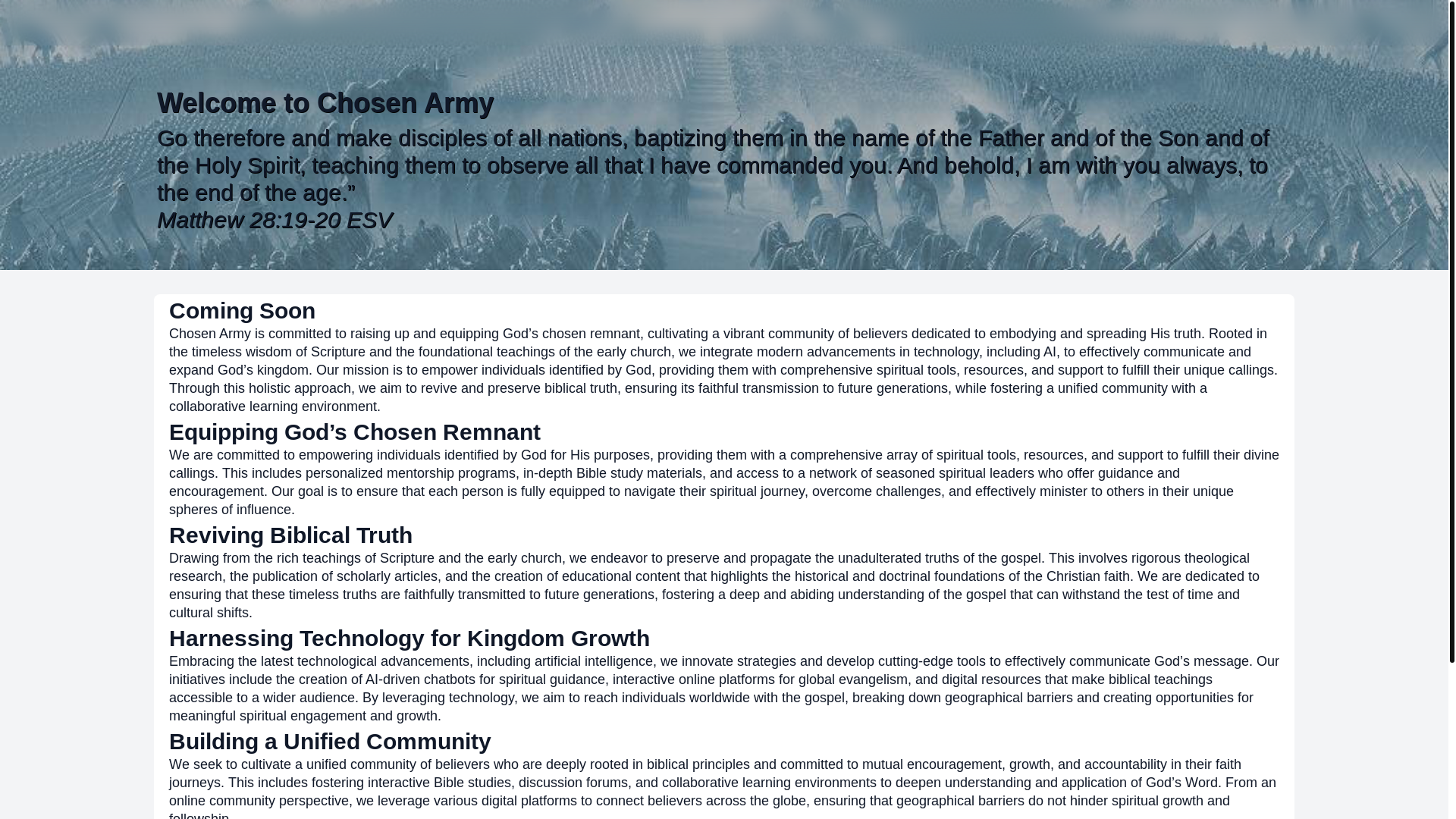 website screenshot of https://chosen-army.pages.dev/