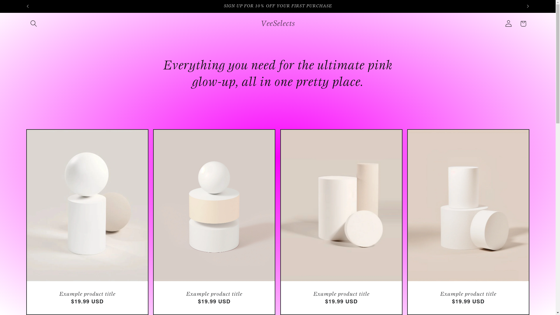 website screenshot of https://veeselects.com/
