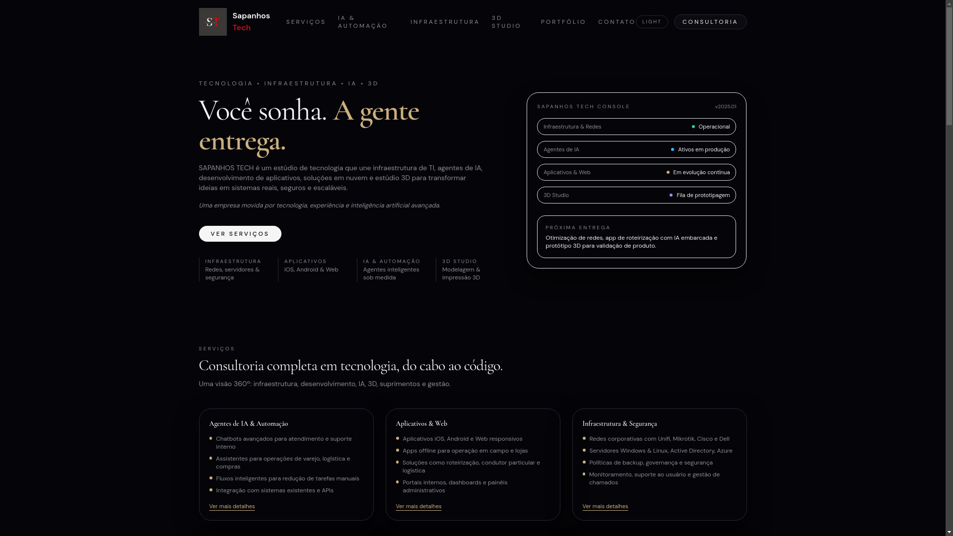 website screenshot of https://sapanhostech.com.br/