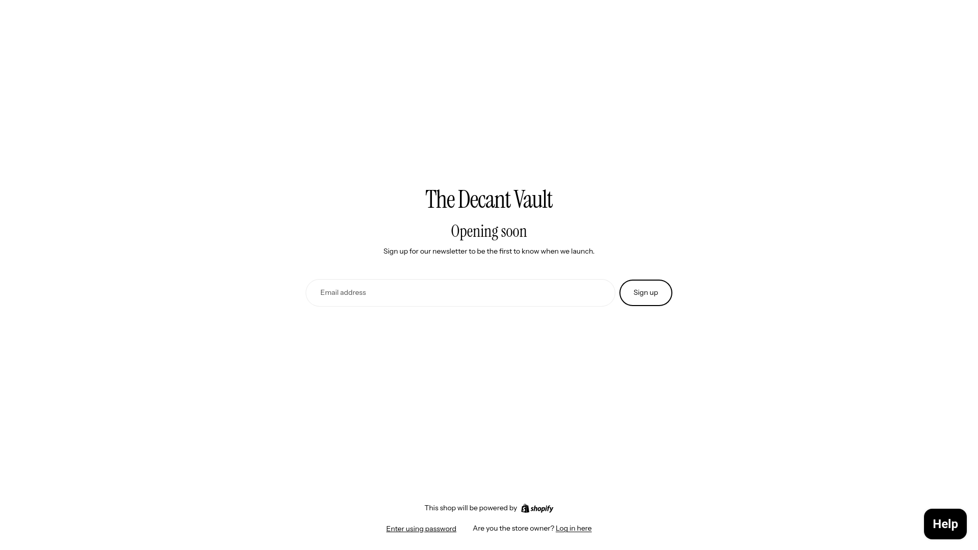 website screenshot of https://thedecantvault.com/