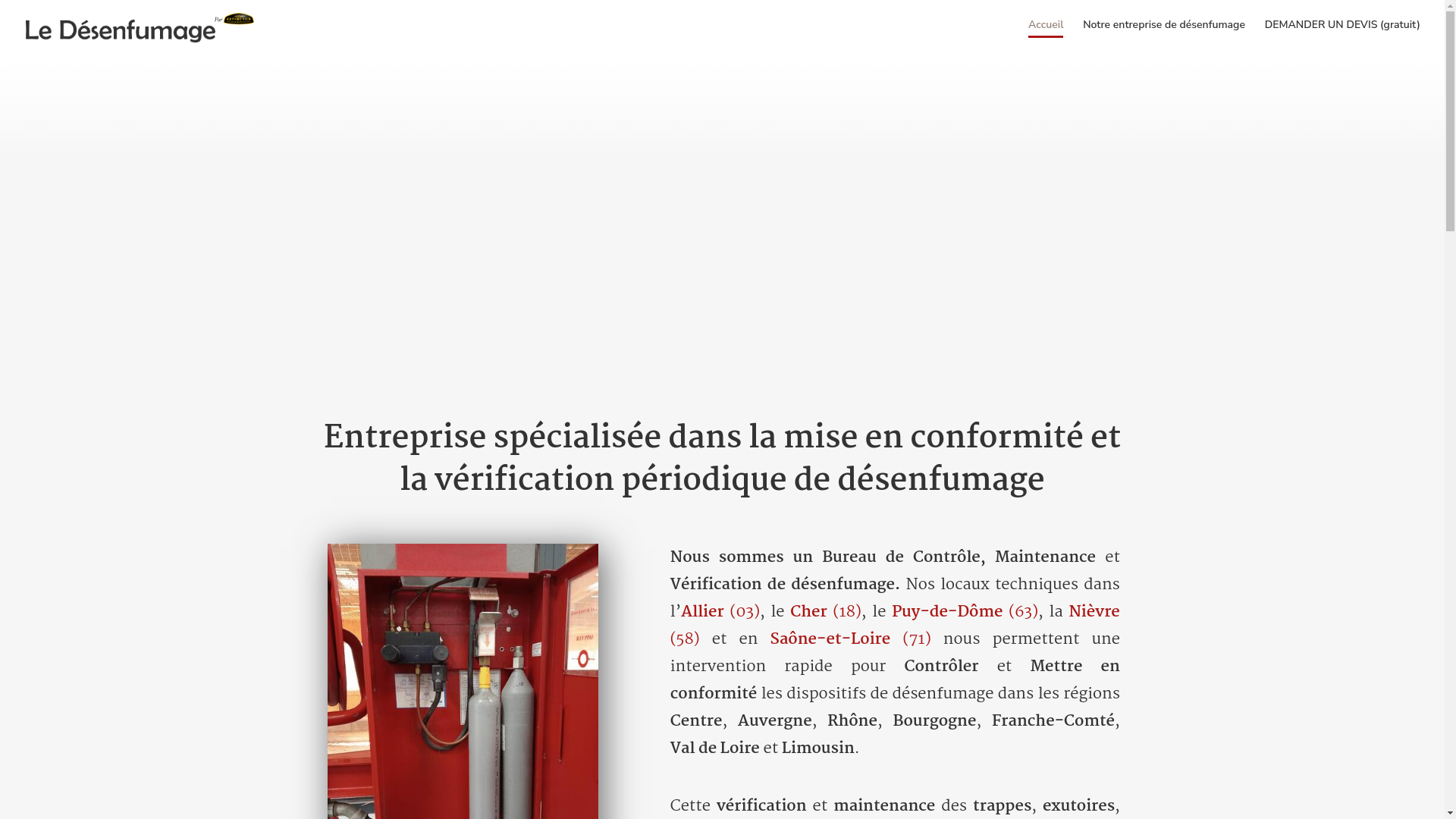 website screenshot of https://desenfumage.extinctor.fr/