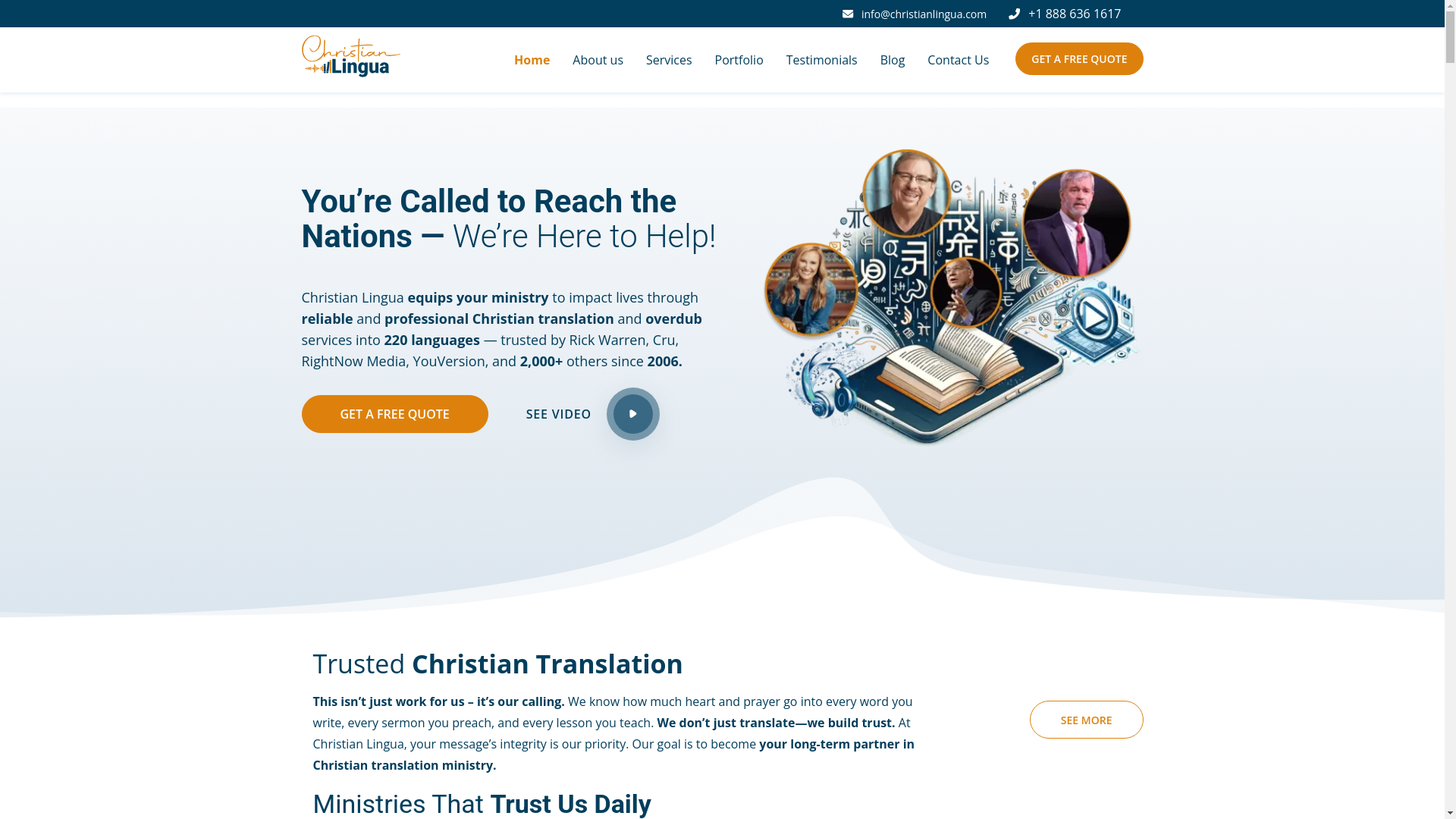 website screenshot of https://christianlinguamore.com/