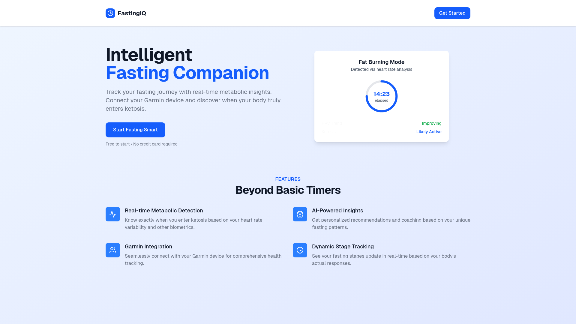 website screenshot of https://fastingiq.ai/