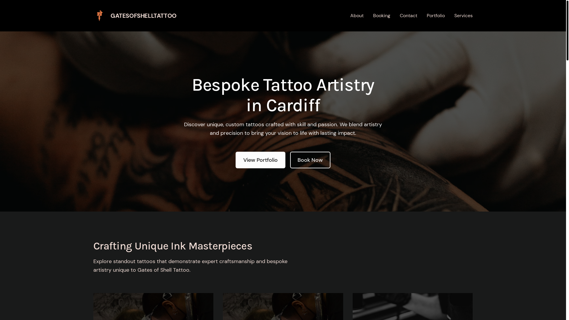 website screenshot of https://gatesofshelltattoo.co.uk/