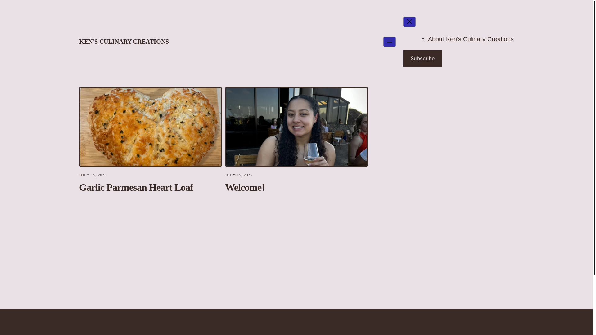 website screenshot of https://kensculinarycreations.com/