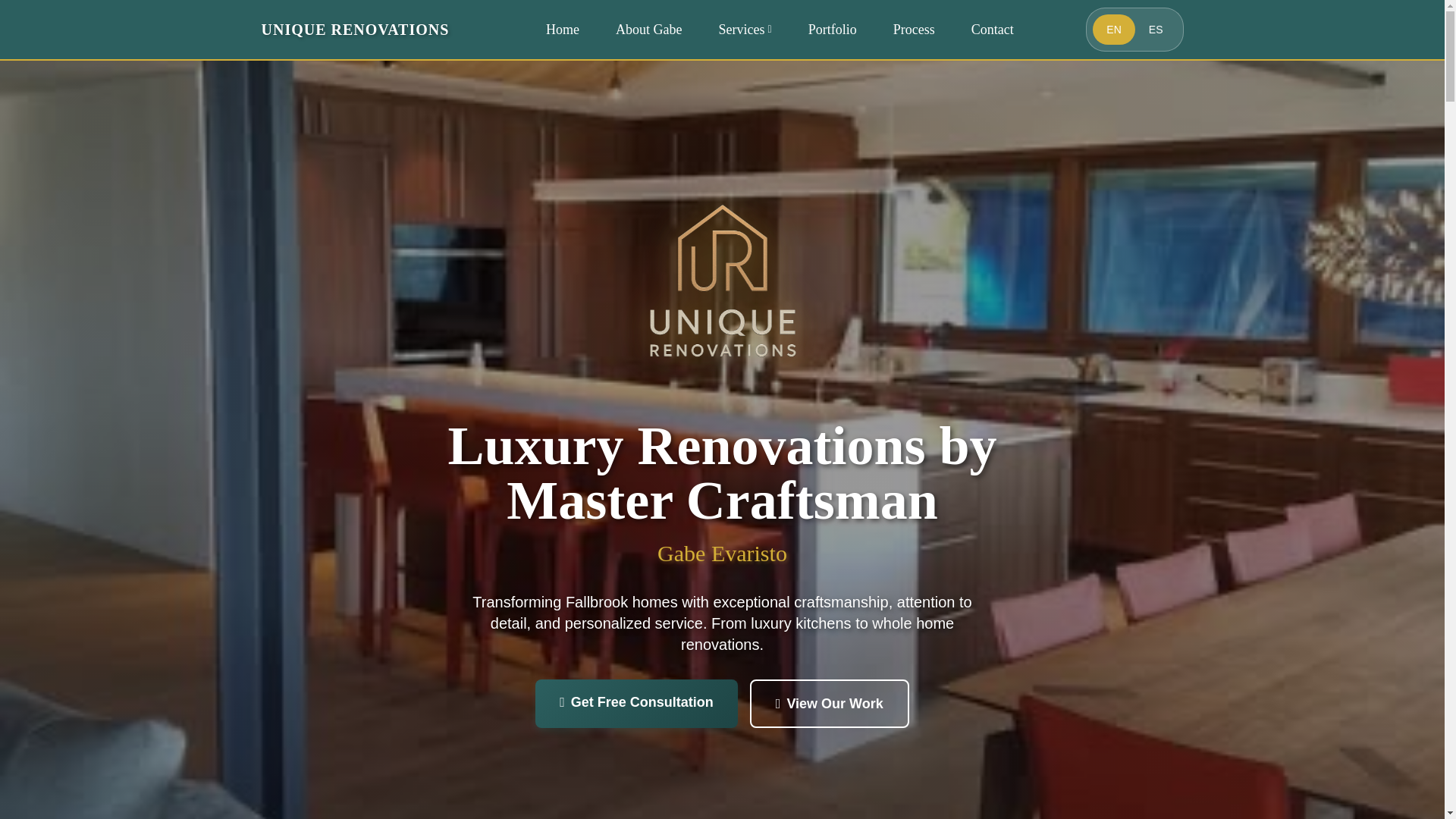 website screenshot of https://uniquerenovationsca.com/