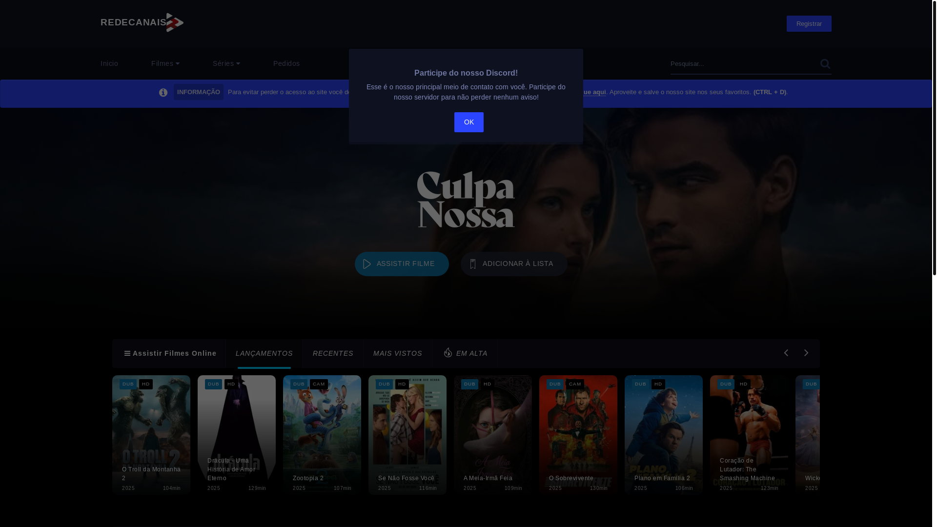 website screenshot of https://redecanaishd.cfd/