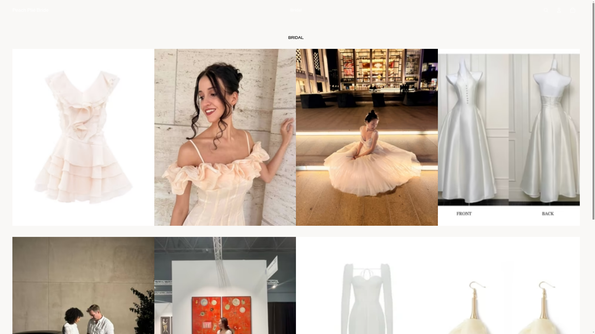 website screenshot of https://peachpliebride.com/