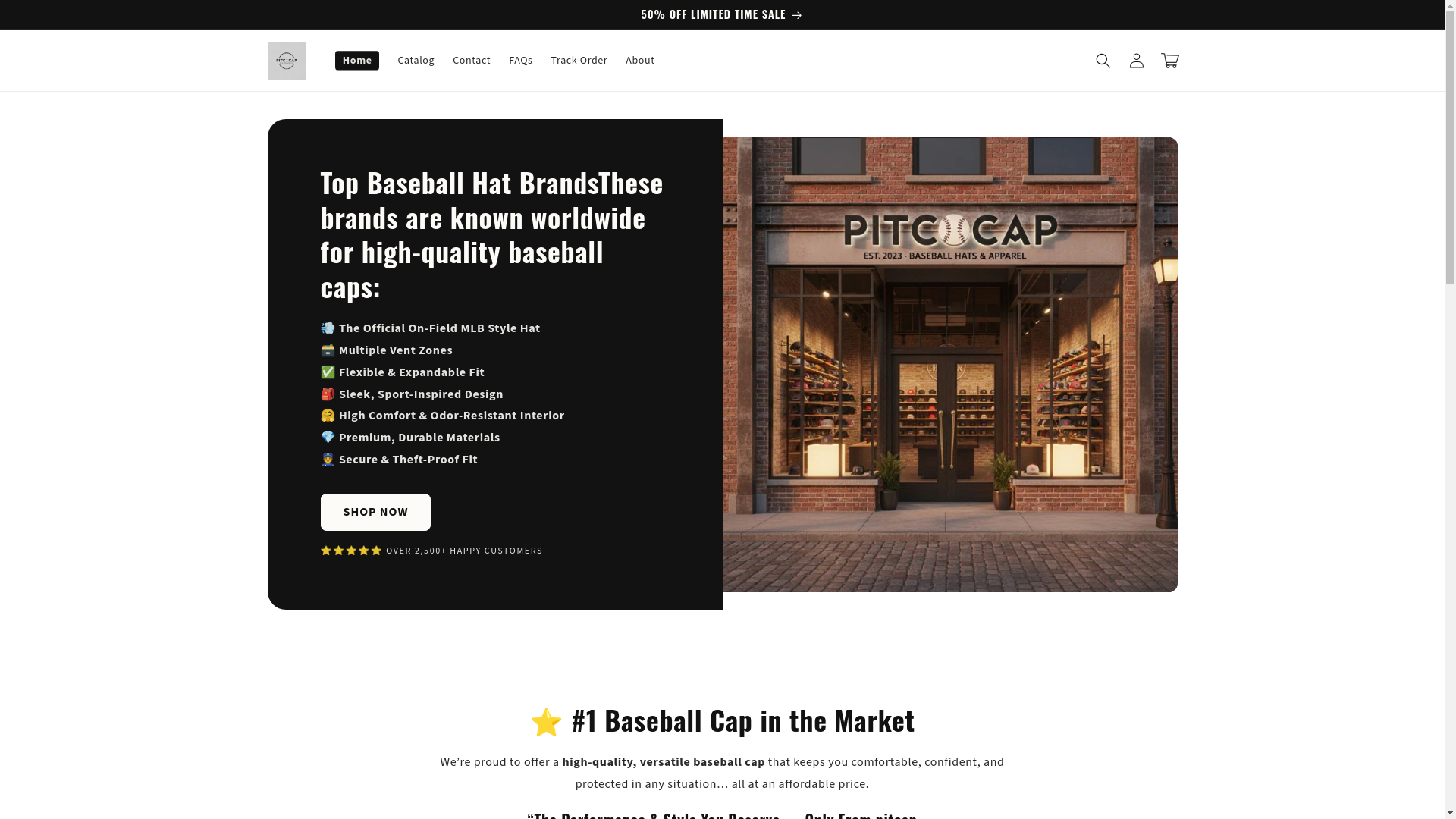 website screenshot of https://pitchcaps.shop/