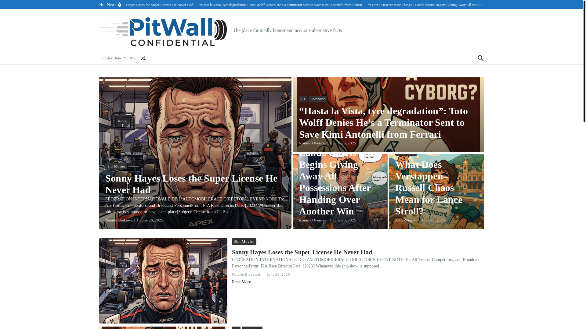 website screenshot of https://pitwallconfidential.co.uk/