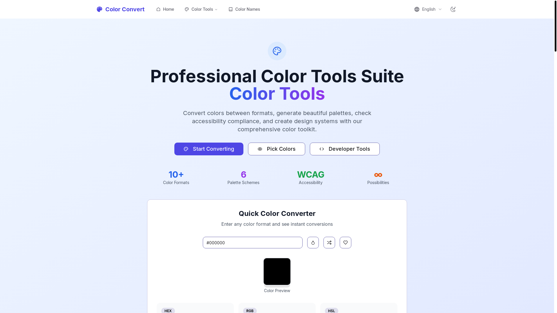 website screenshot of https://colorconvert.net/