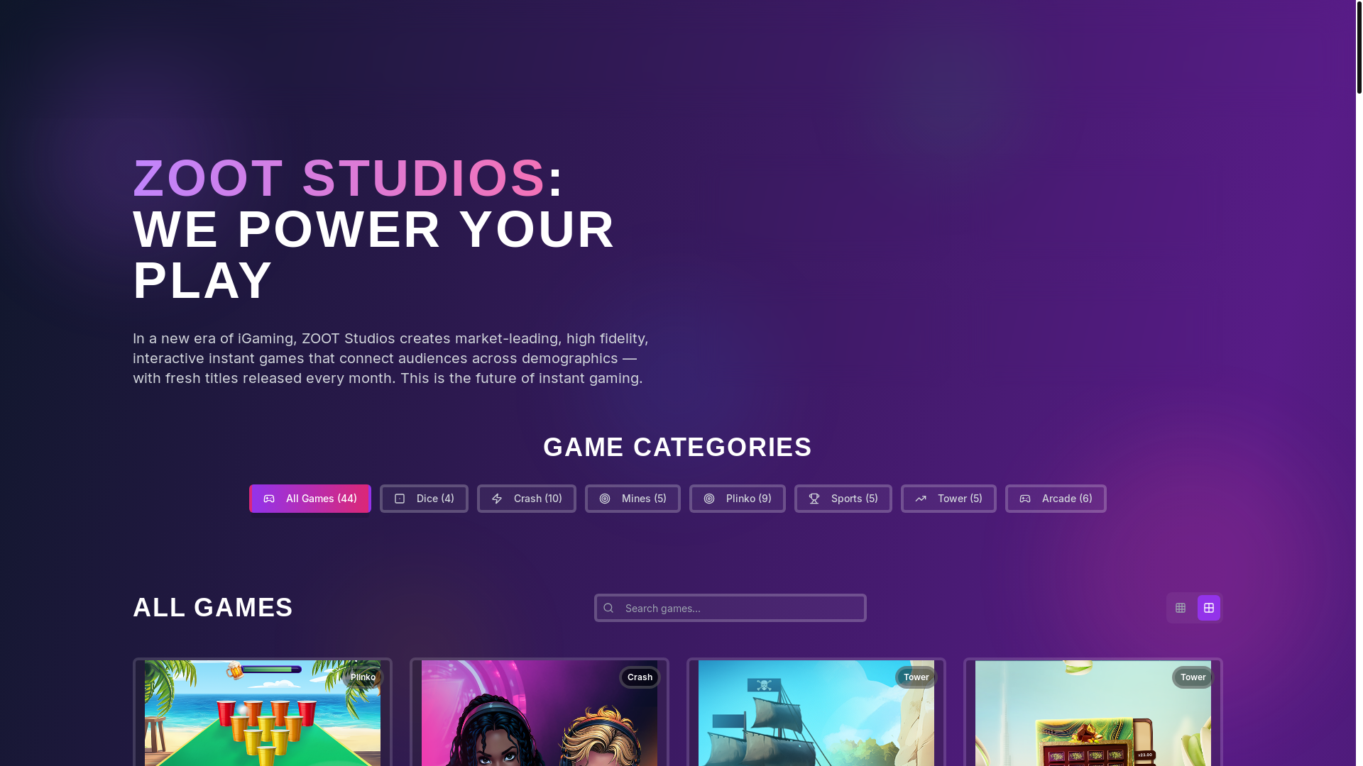 website screenshot of https://zootstudios.us/