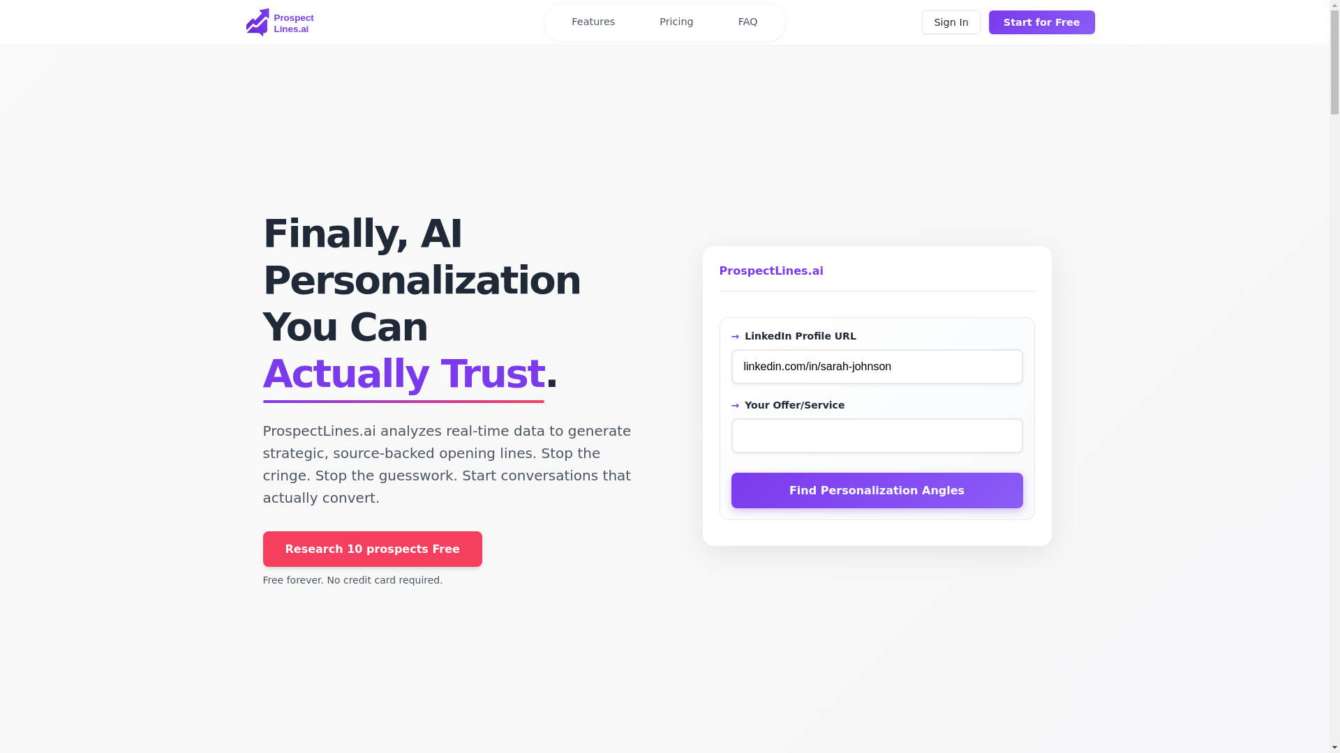 website screenshot of https://prospectlines-landing.pages.dev/