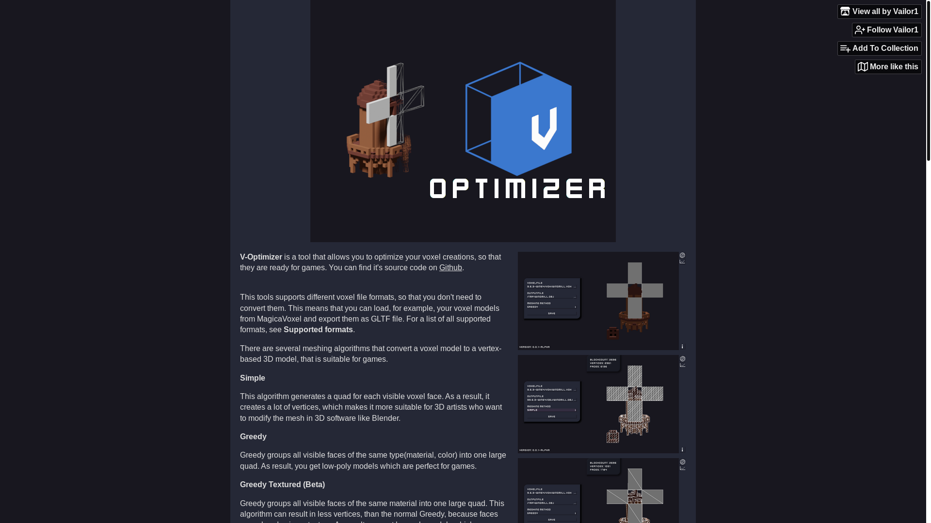 website screenshot of https://vailor1.itch.io/v-optimizer