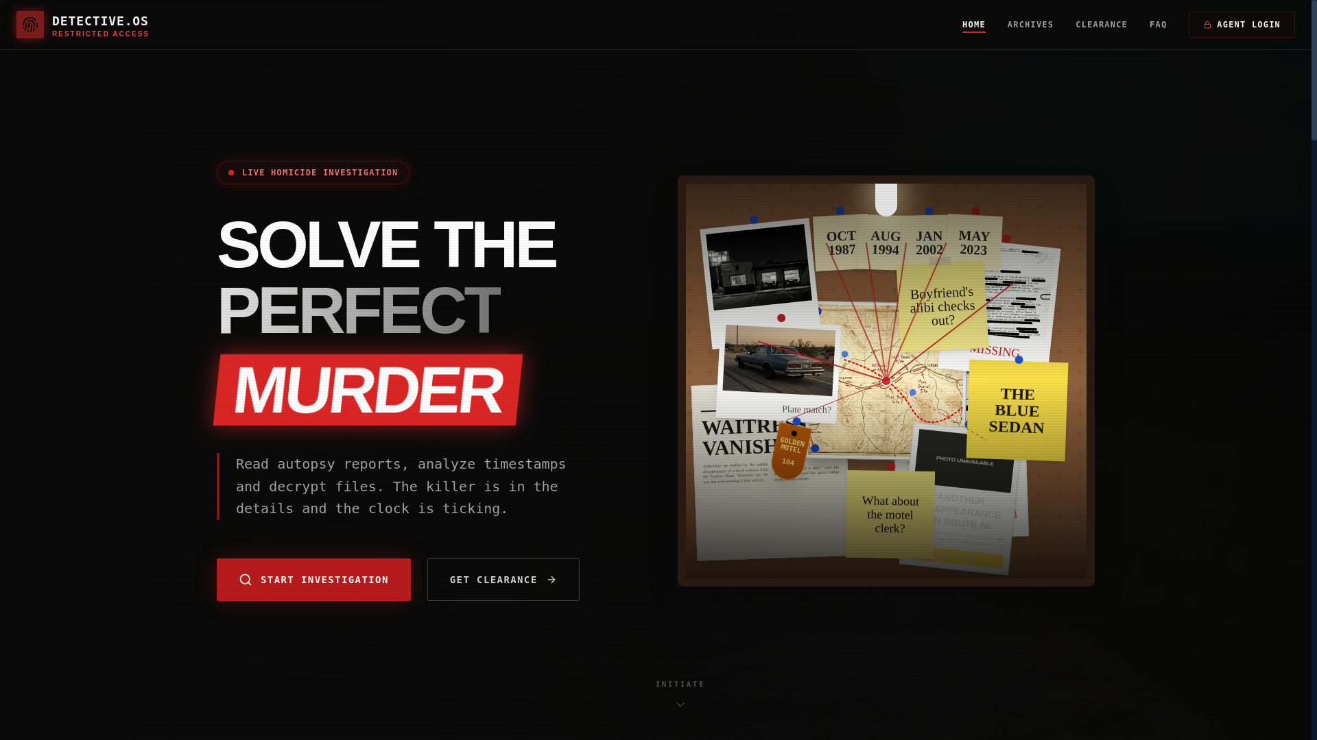 website screenshot of https://detectiveos.net/