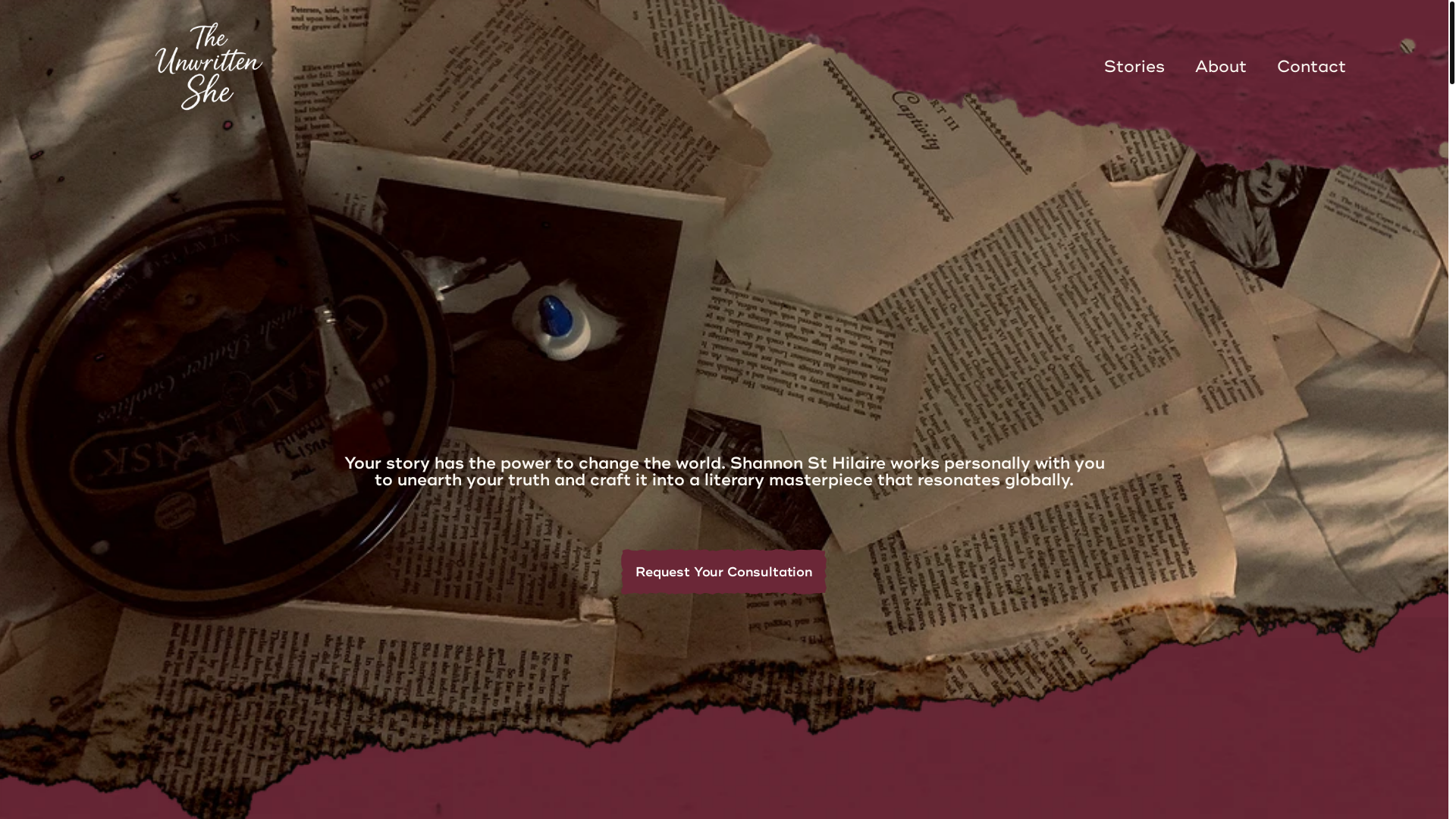 website screenshot of https://theunwrittenshe.com/