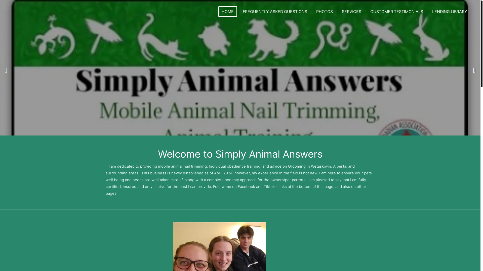 website screenshot of https://awesomeanimalanswers.com/