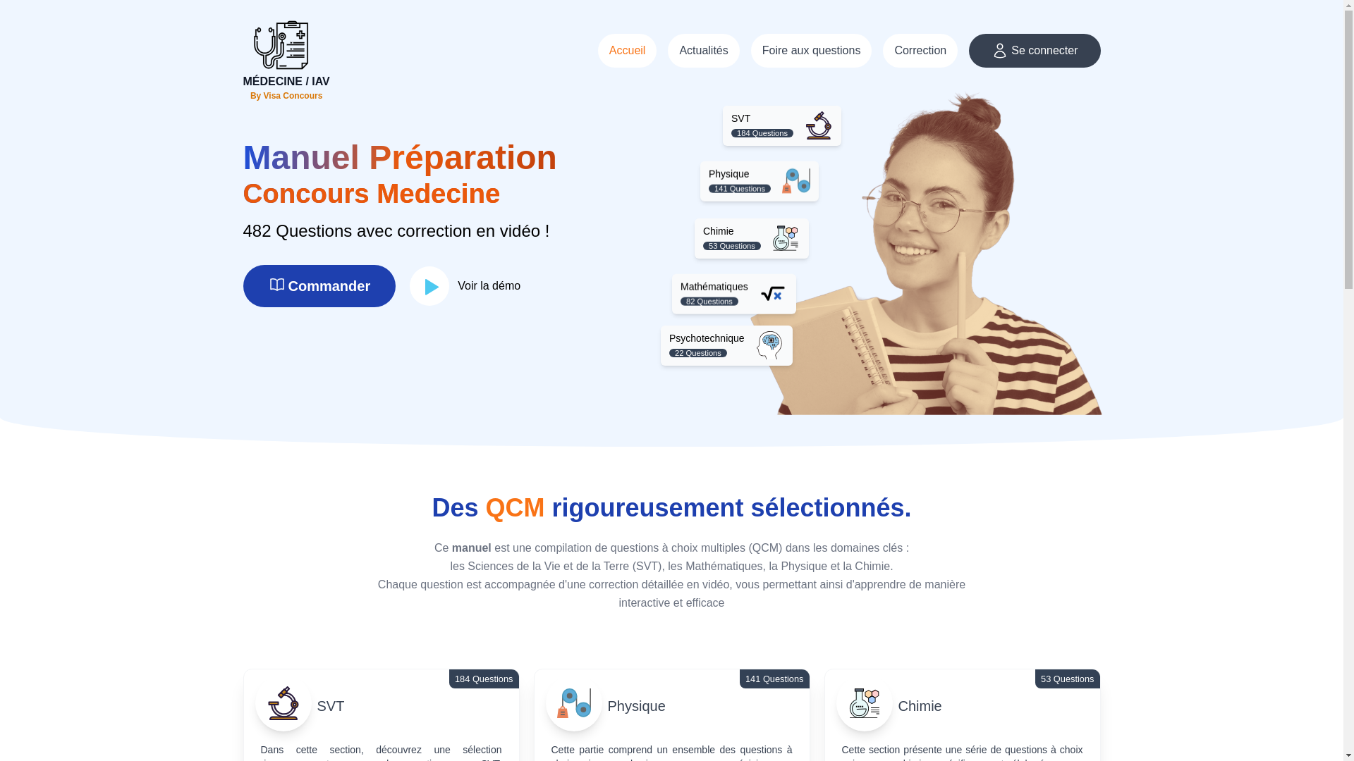 website screenshot of https://medecine-visaconcours.pages.dev/