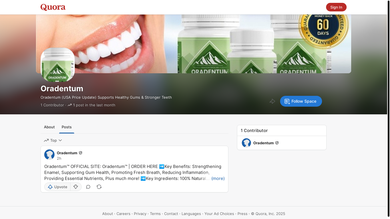 website screenshot of https://oradentum.quora.com/