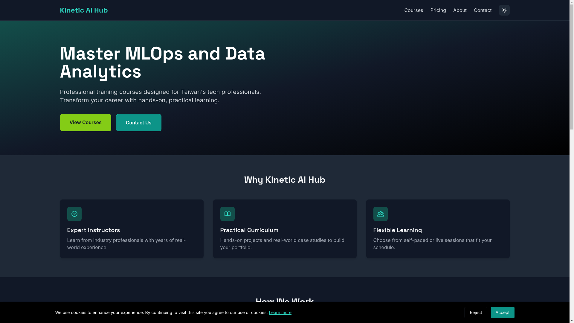 website screenshot of https://kineticaihub.app/