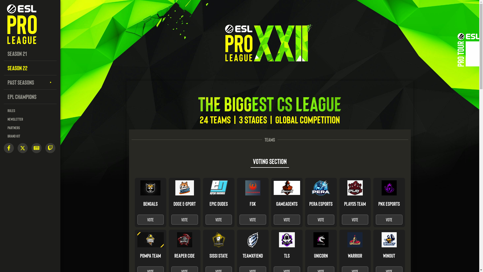 website screenshot of http://eslproseason25.com/