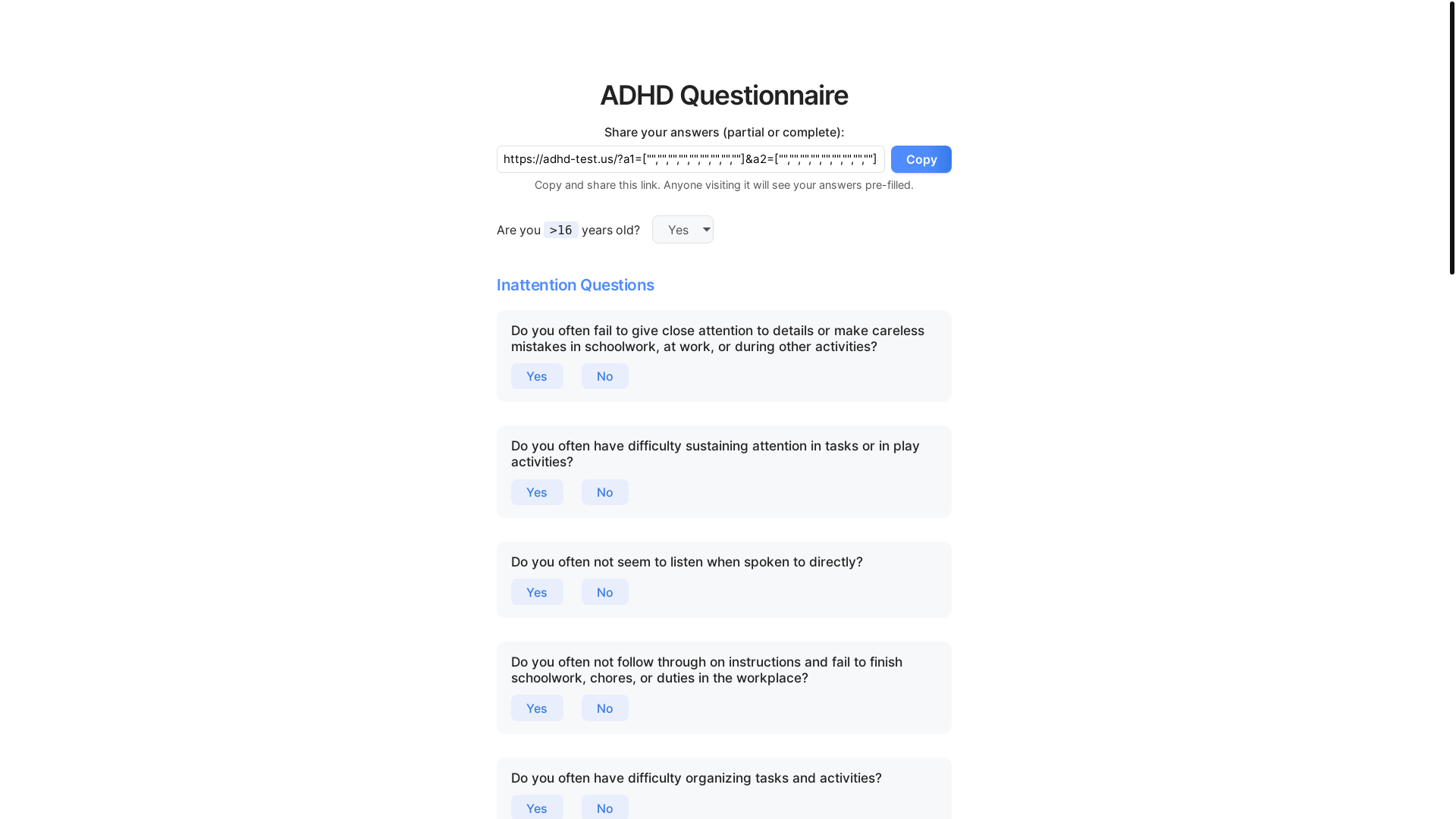 website screenshot of https://adhd-test.us/
