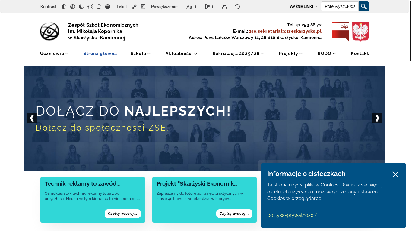 website screenshot of https://zseskarzysko.pl/