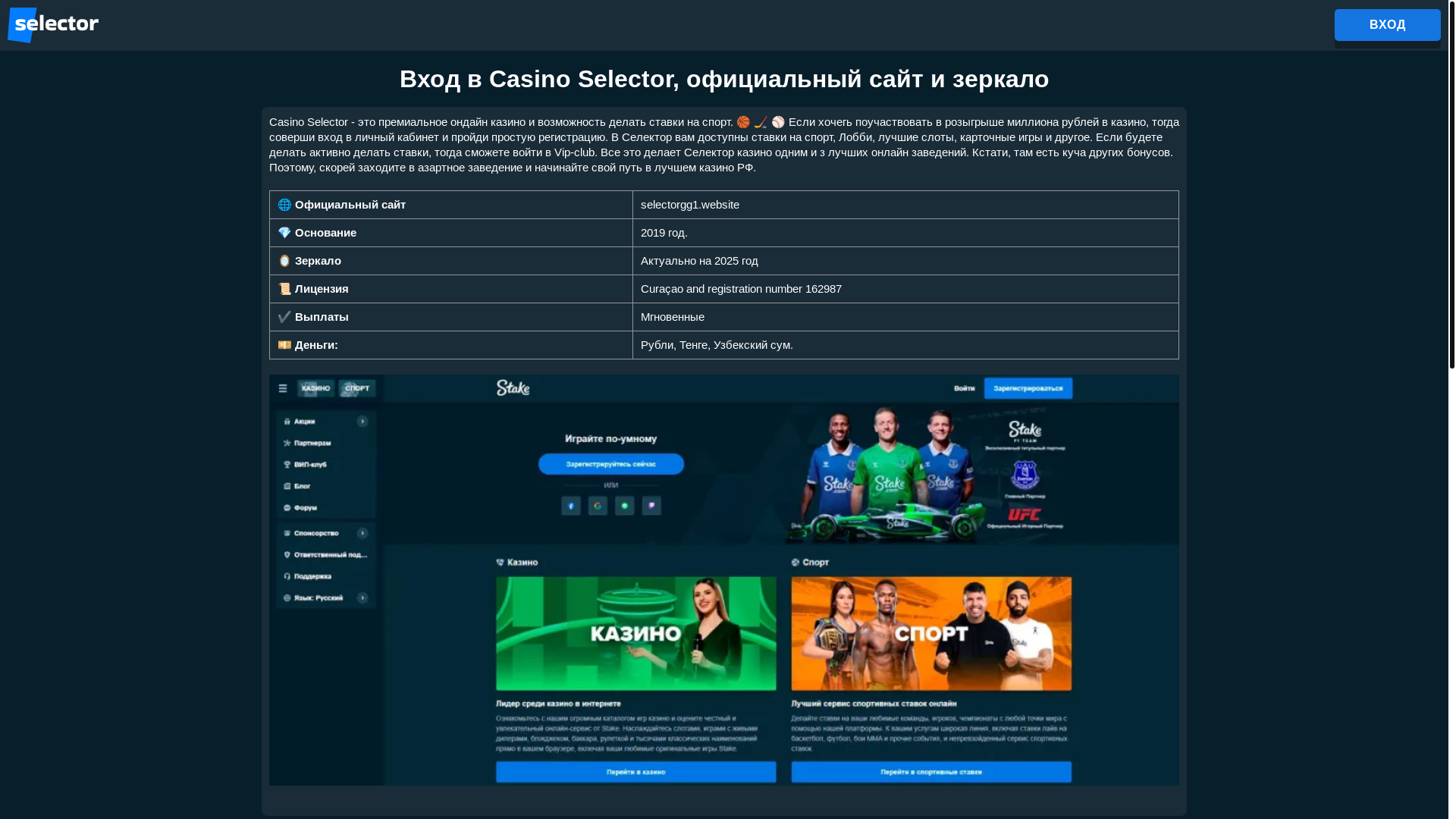 website screenshot of https://selectorgg9.site/