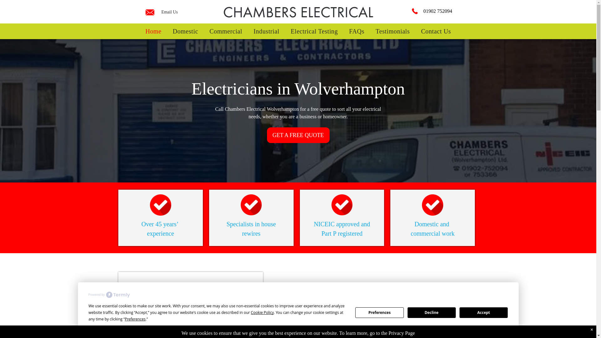 website screenshot of https://electricianinwolverhampton.com/