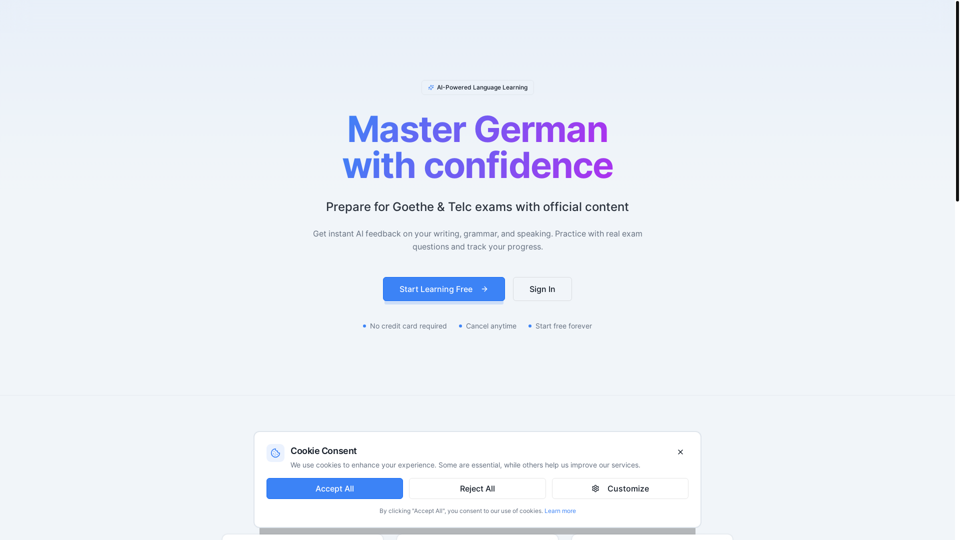 website screenshot of https://lingoexplain.de/