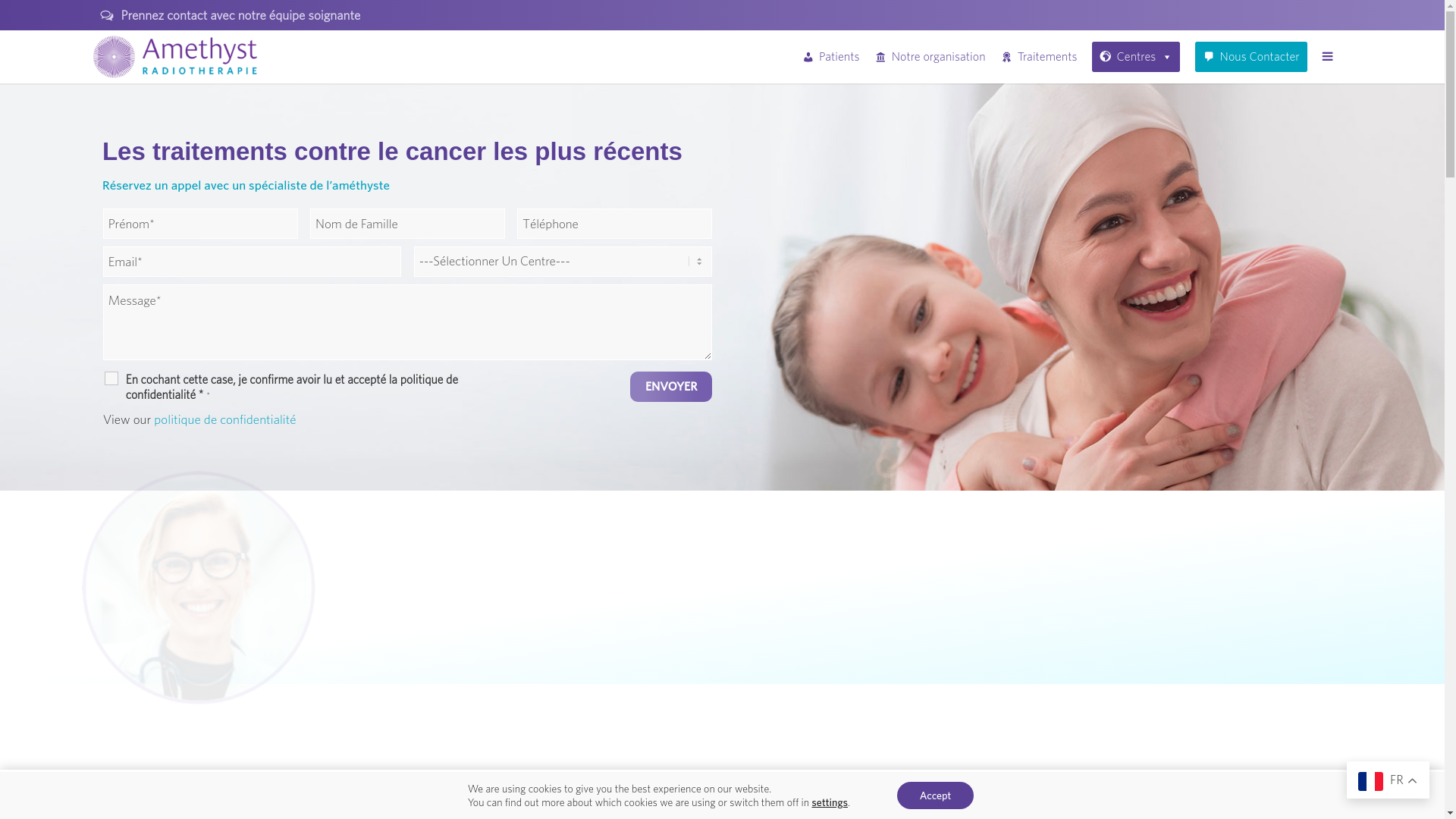 website screenshot of https://amethyst-radiotherapie.fr/