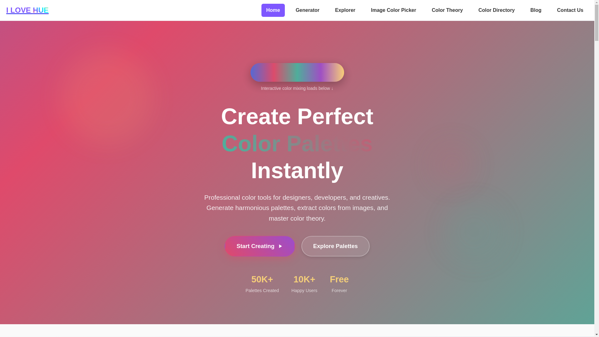 website screenshot of https://ilovehue-astro-test.pages.dev/